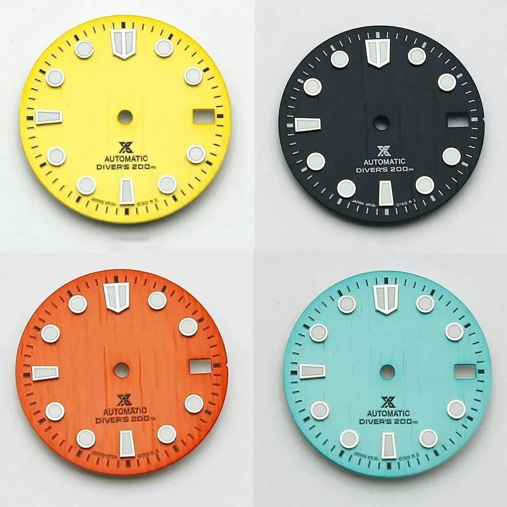 Cadran De Montre Vert Lumineux 28,5 Mm – Pour Mouvement NH35, Avec Calendrier, Neuf