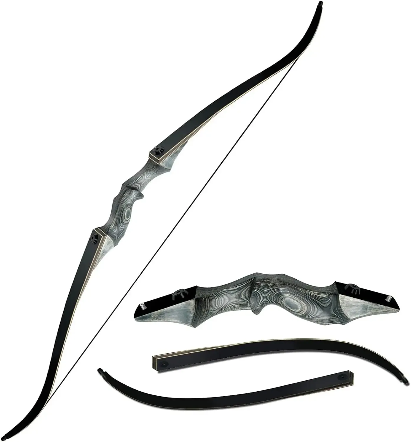 Economize muito em Caça Recorrente Arco De Remoção Black Recurve Bow 20 60  Lbs Arco De Caça A Caça 58 Polegadas Para Adultos Mão Direita em grandes ..., image size:1396x1500