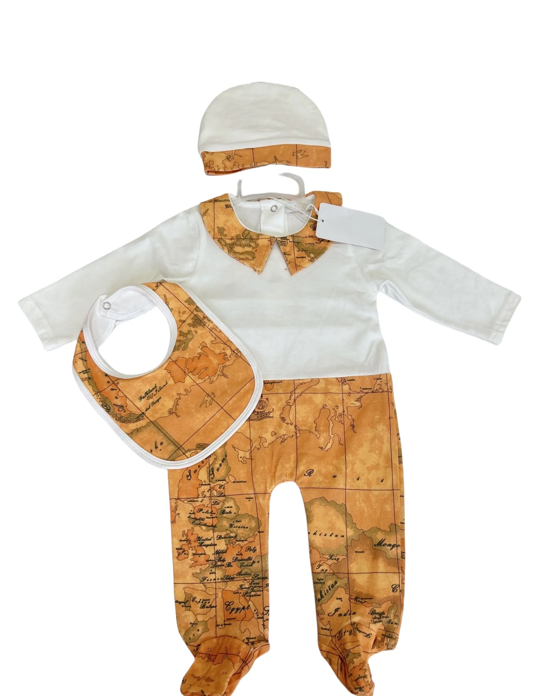 Designer infant cotton romper set with long sleeve jumpsuit, hat, and ...
