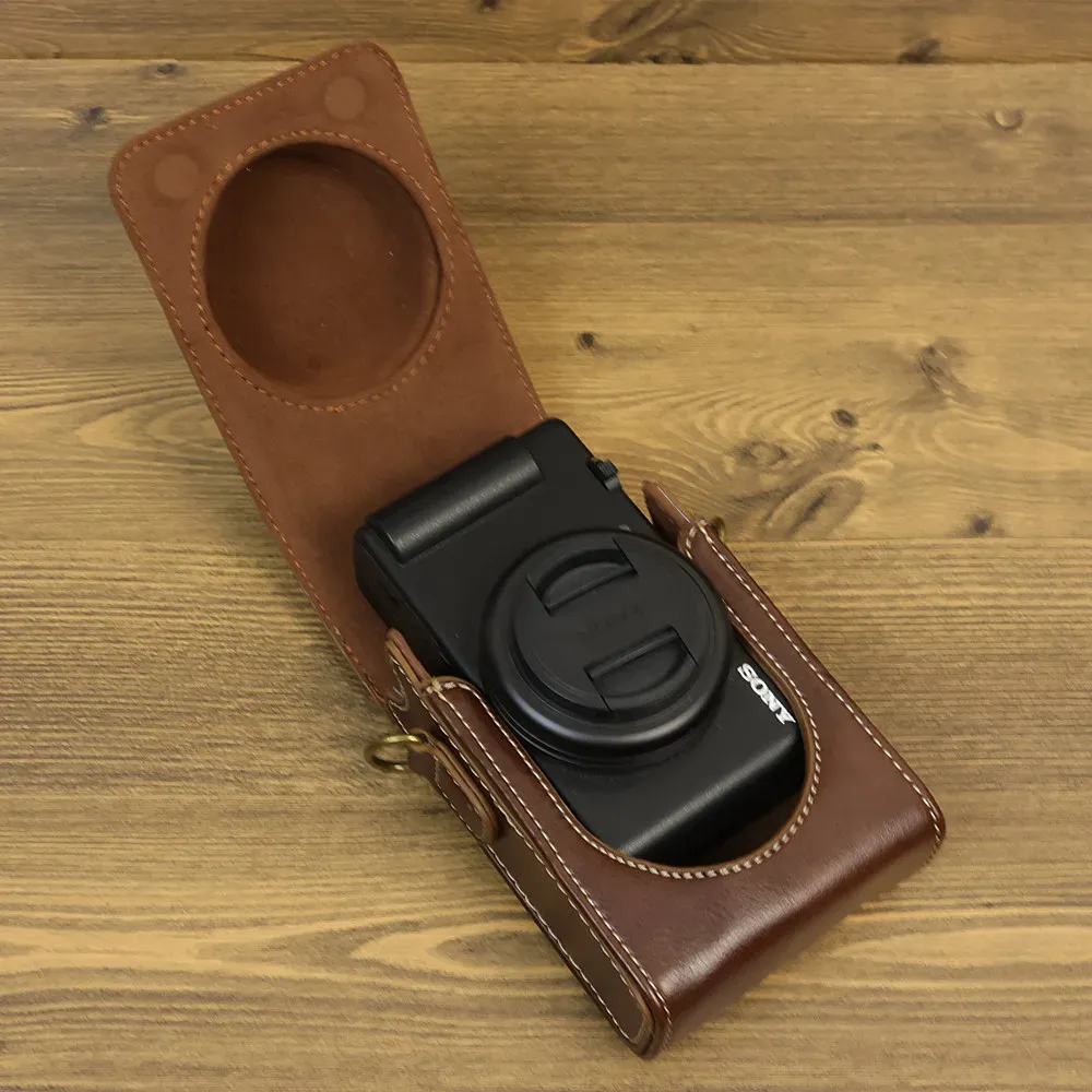 2024Vintage PU Leather Camera Bag Case for Sony ZV-1F/ ZV-1 Mark II/ ZV1F/  ZV1/ ZV1II | Hard Protective Cover