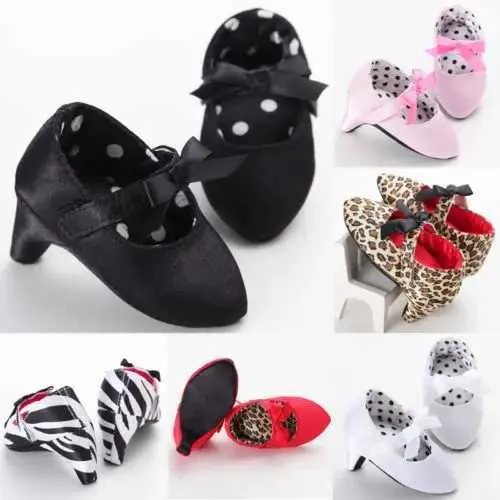Baby Girls Panther Soft Sole Leather First Walkers with Bows from
