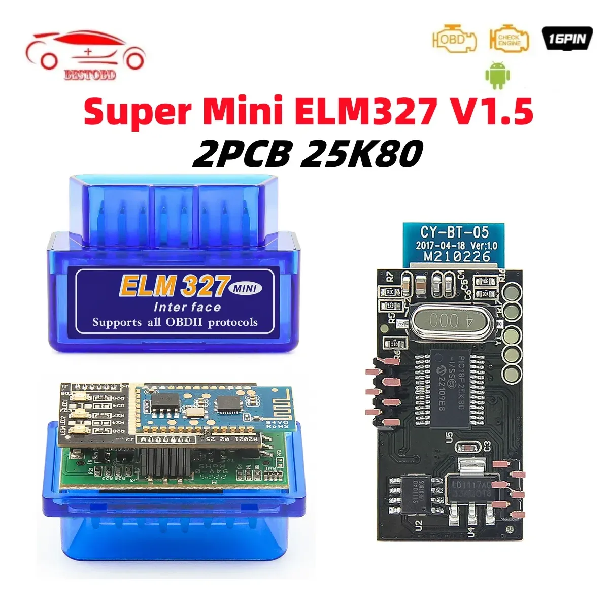 Adattatore OBD2 ELM 327 USB – Scanner Diagnostico Con PIC18F25K80 Per Auto, Lettura E Cancellazione Errori