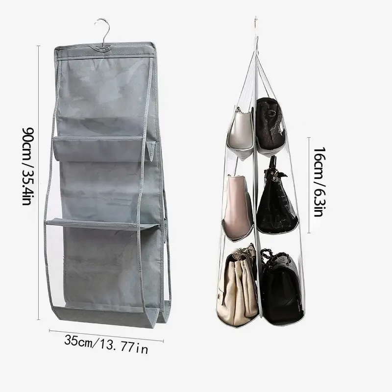DHgate 6 Pocket Waterproof Hanging Handbag Organizer Closet Door Wall Storage Bag Home Garden