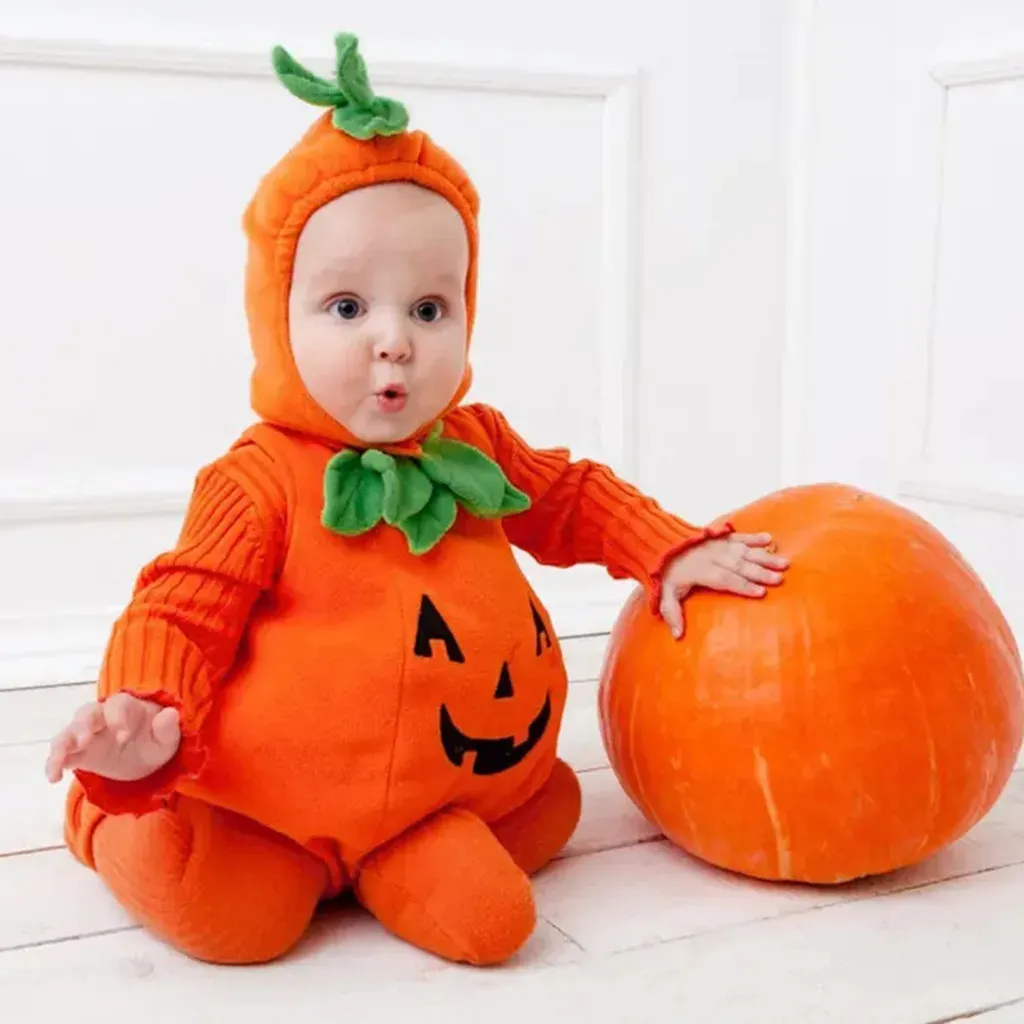 Halloween Jumpsuit Pumpkin Romper: Orange Halloween Costume