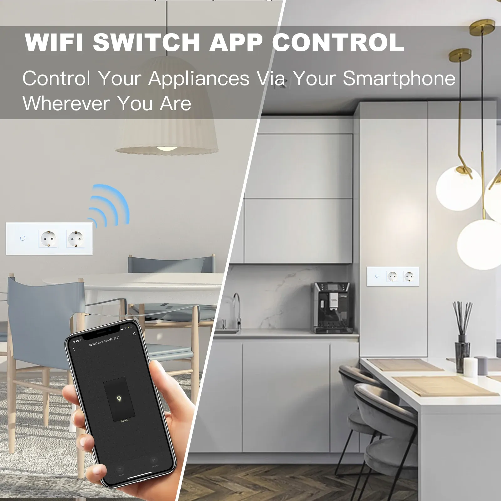 DHgate BSEED Smart Wi Fi Light Switch 1 2 3 Gang Glass Touch Panel Compatible with Smart Life APP EU Socket Electronics