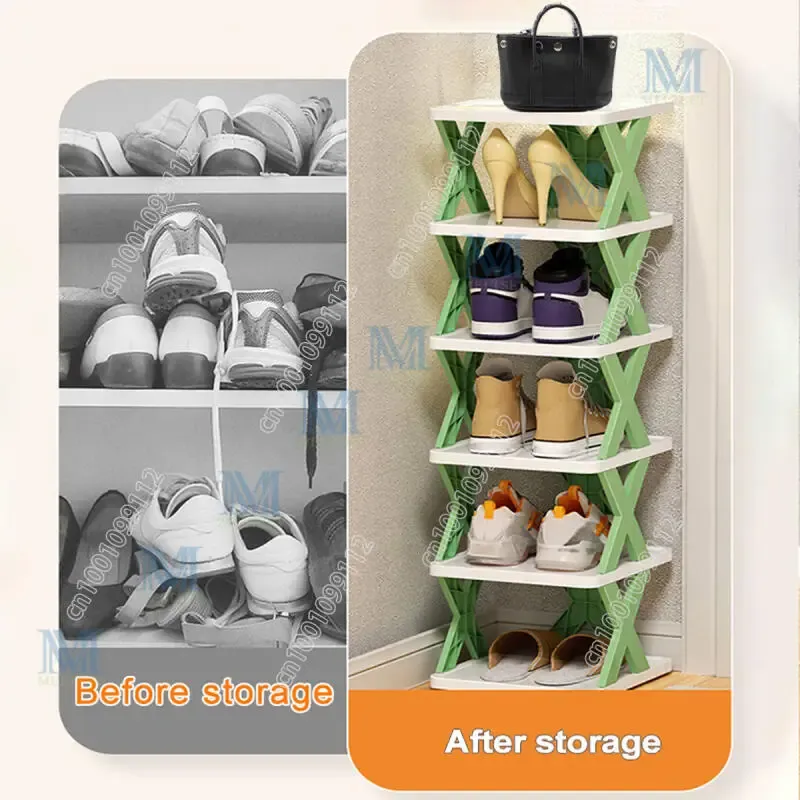 Multi Layer Space Saving Shoe Rack Stackable Plastic Shoe Organizer