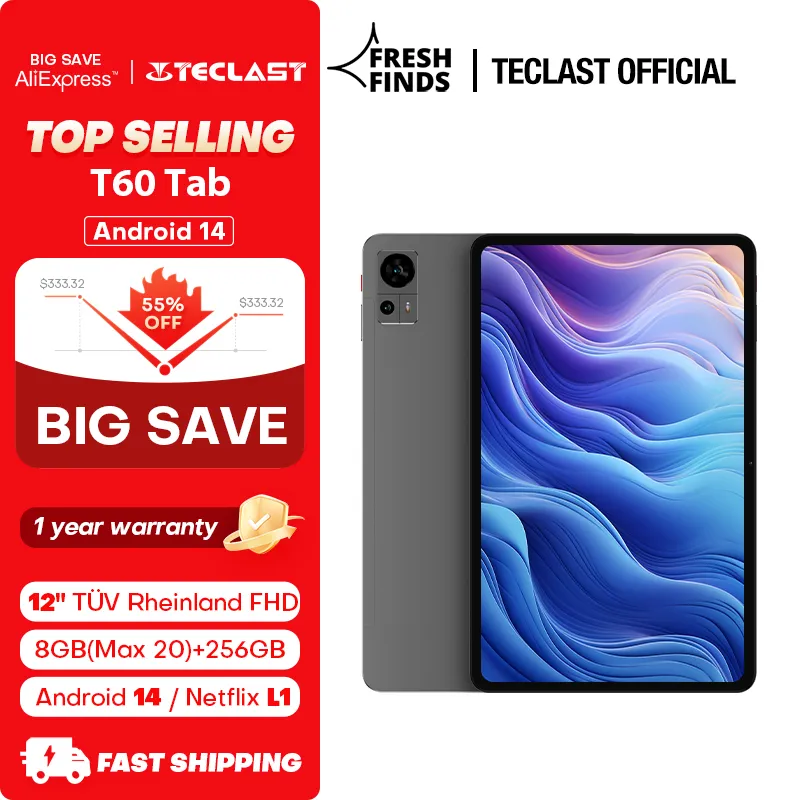 DHgate.com:Teclast T60 2K Android 14 Tablet | 12-inch 8GB+12GB RAM 