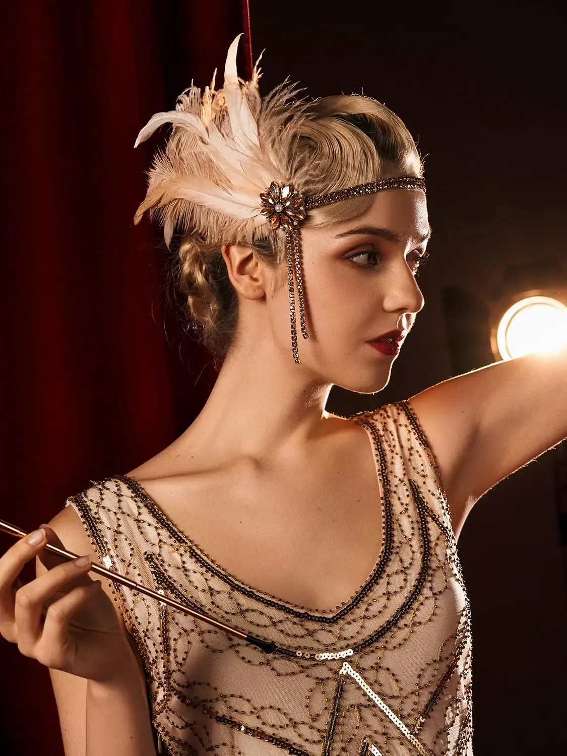 Flapper Headband 1920s Rhinestone Pearl Feather Hair Band For Women Great  Gatsby Headpiece Accessory From Ddmylucky, $26.69 | DHgate.Com, image size:1125x1500