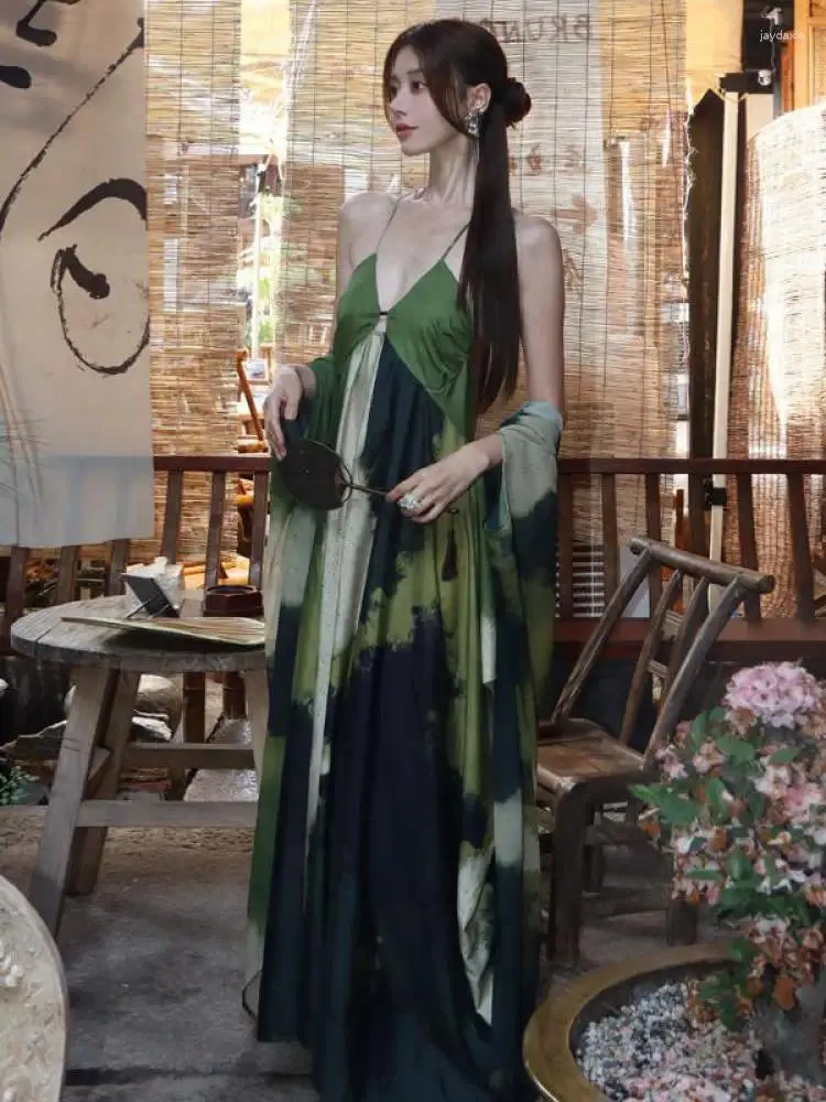 yellow a line maxi dress Beaded Mesh Long Dress In Green Slate