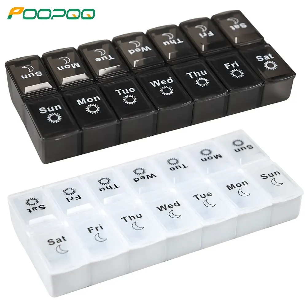 7-Day Pill Organizer With AM & PM Compartments | Large Weekly Pill Box, Blue Transparent Plastic | Helps Manage Medication 7 thumbnail image