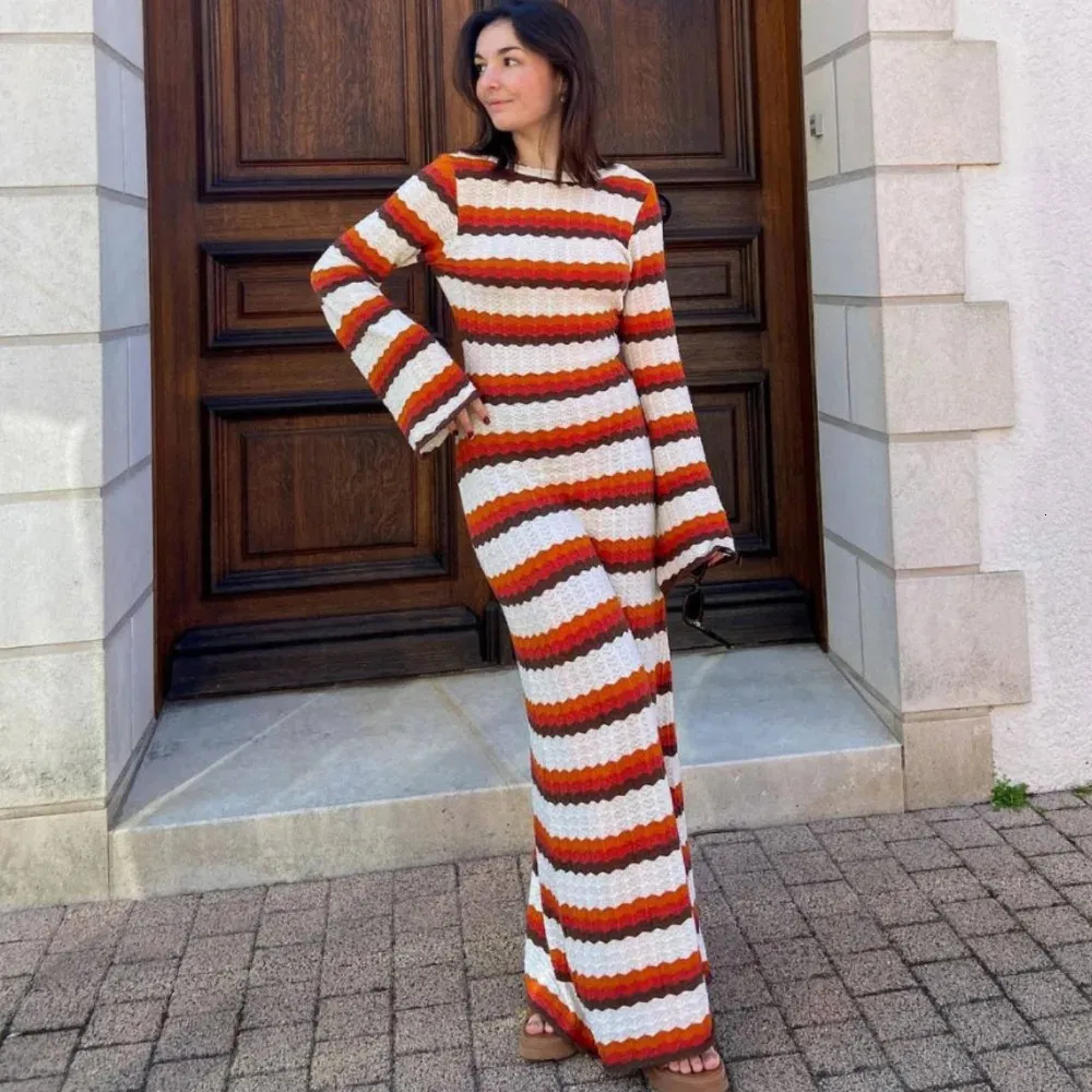 knitted vacation dress Brown main image 1