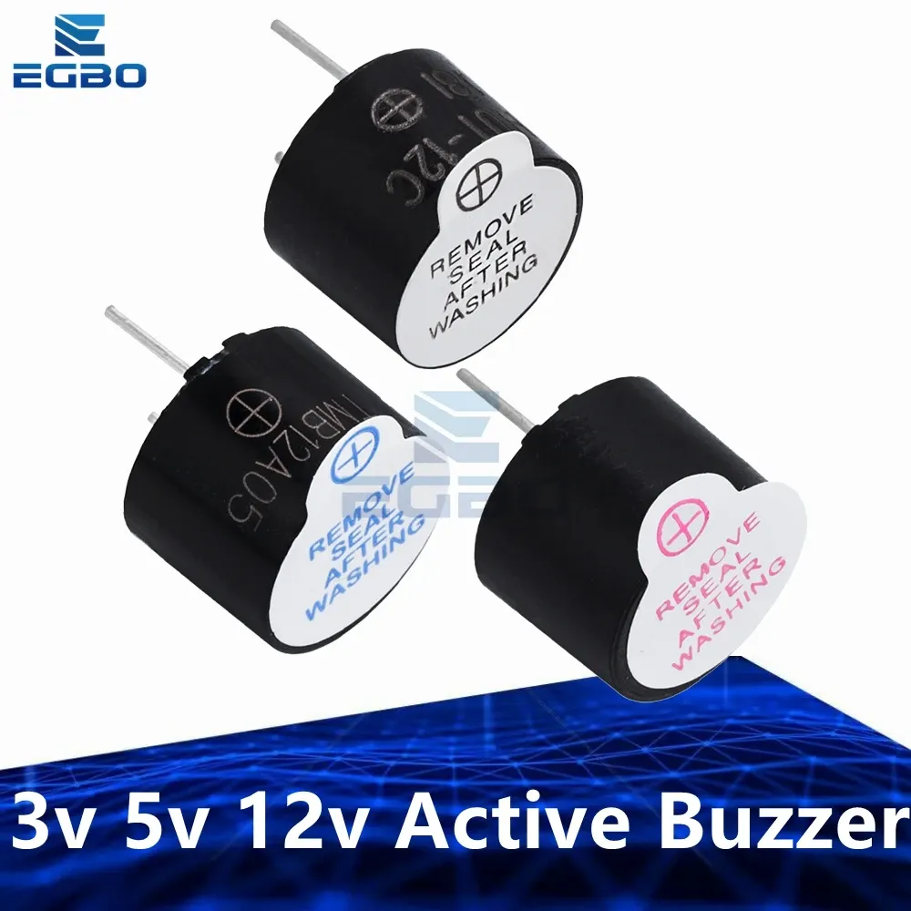 3V 5V 12V Active Piezo Buzzer 12mm Magnetic Continuous Beep Tone Alarm ...