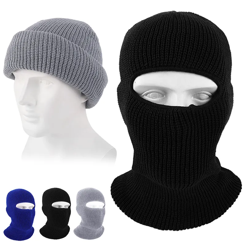 Winter Wool Knit Full-Face Mask: Windproof, Cold-proof