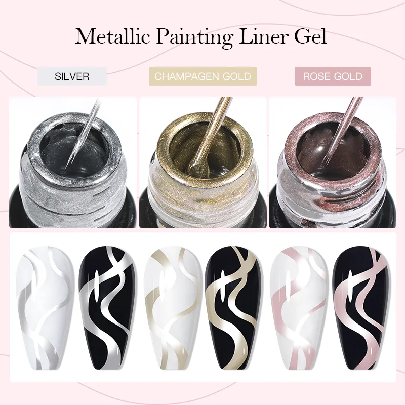 MELLTONG Metallic Nagelgel-Set – 3x6 Ml Mit Spiegeleffekt & 4 Pinseln | Soak-off UV/LED Gel