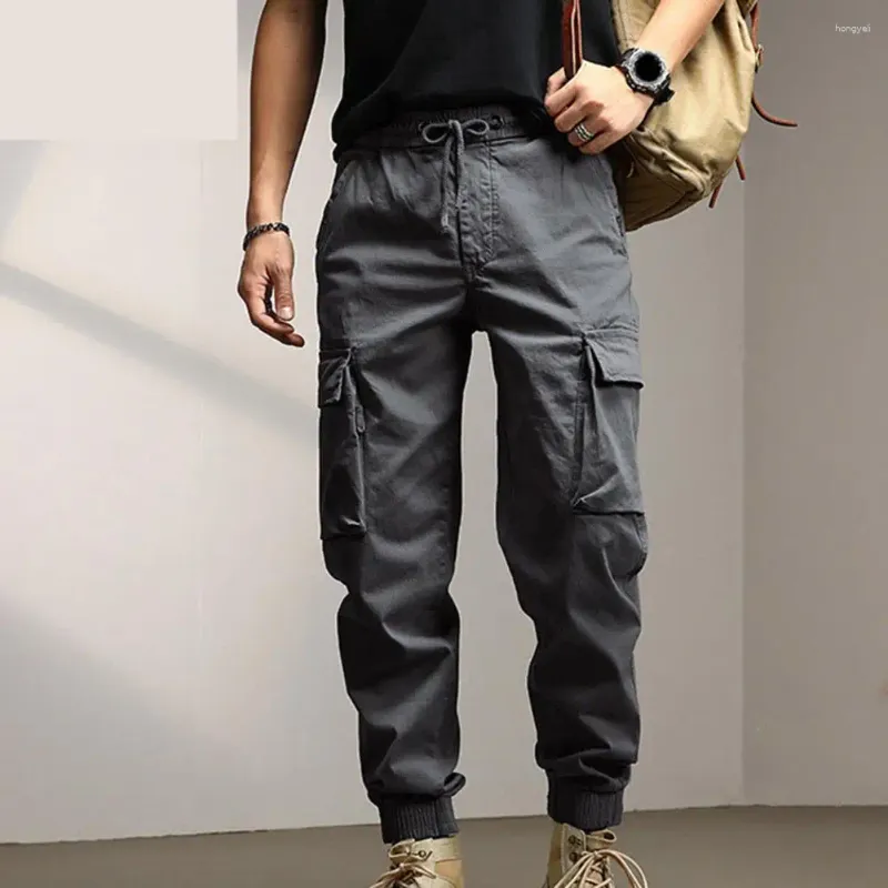 Mens cargo pants with drawstring bottoms hot sale