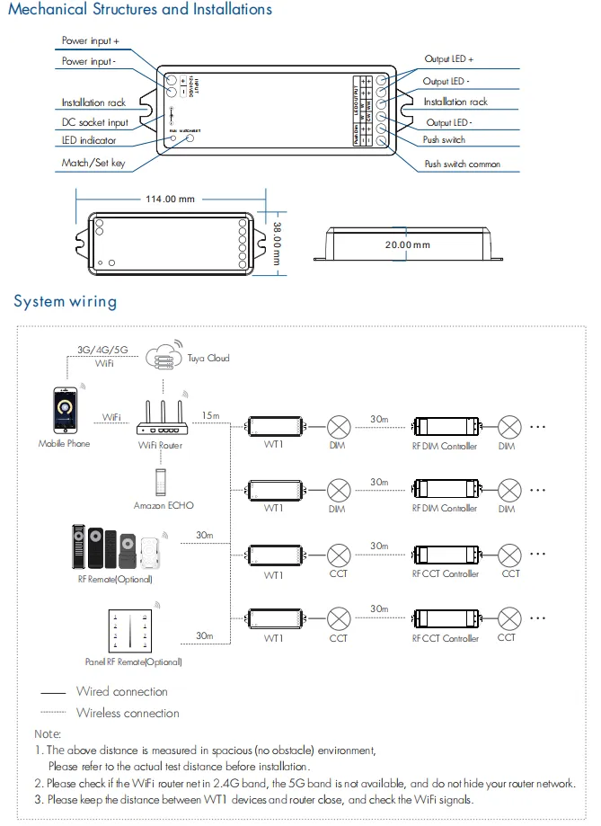 Wt1 Led Controller 2024Tuya WT1 LED Dimmer Controller, 12-36V DC, CCT Strip Light Control ...