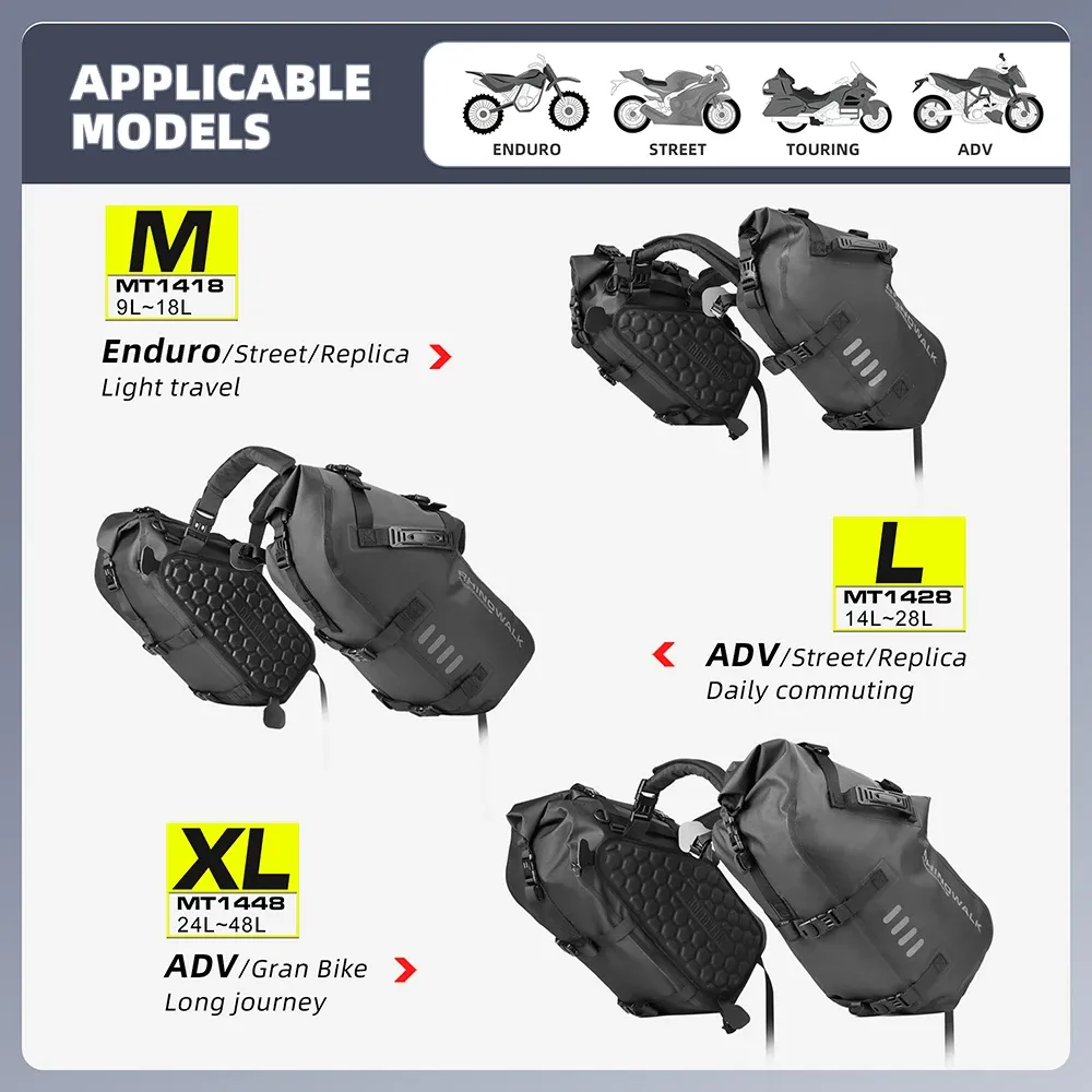 Rhinowalk Motorcycle Side Bag 18L 28L 48L 100 Waterproof Motorbike Pannier Bag Motor Saddle Tail Seat Bag 2023 From 176 56 DHgate
