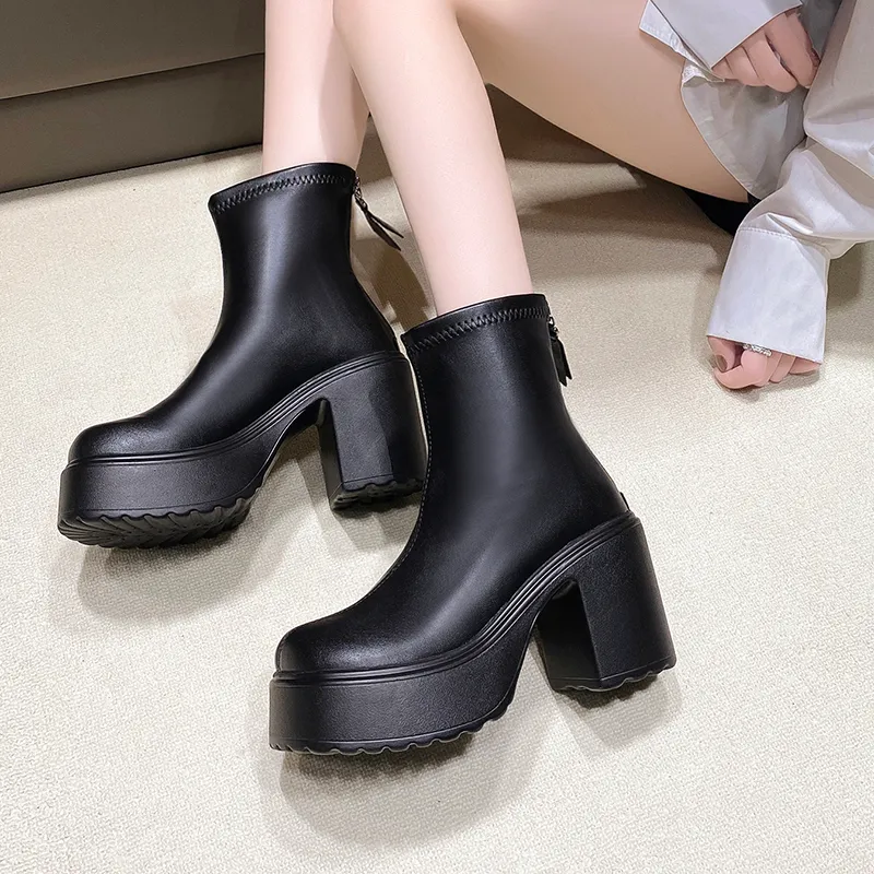 ☆送料・関税込☆PARTIMENTO★POINTED ANKLE BOOTS HEELS★ Womens Stilettos Ankle Boots Party Pumps Casual Zip High
