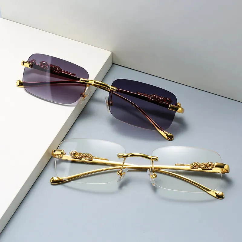New Vintage Sunglasses for Women Men Rectangle Rimless Metal Shades Accessories | Vintage Black Sunglasses For Women Men  main image 3