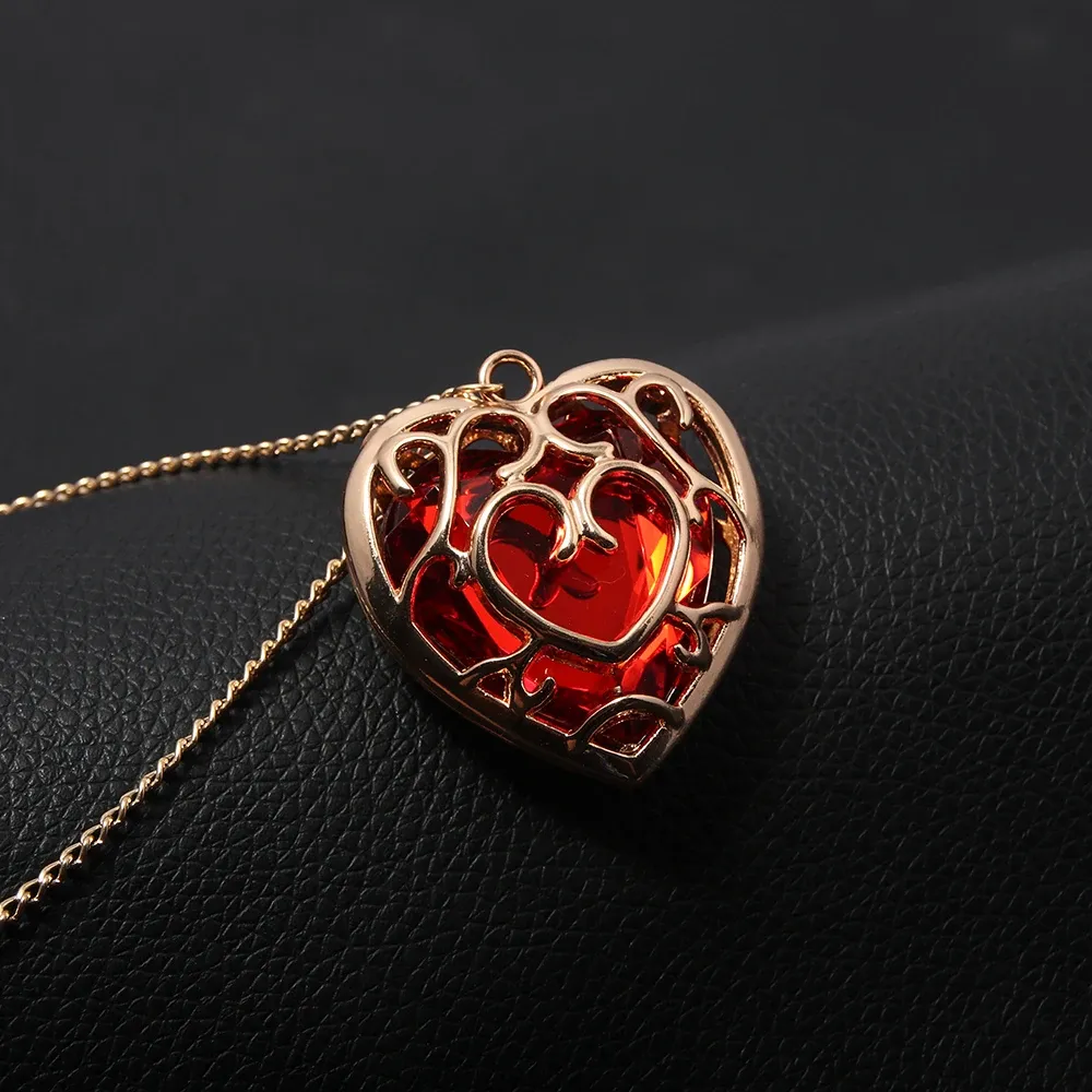 Zelda Link Skyward Sword Red Heart Necklace With Crystal Heart Stones Unisex Kids Jewelry From Ddmylovely 9.74 DHgate.Com