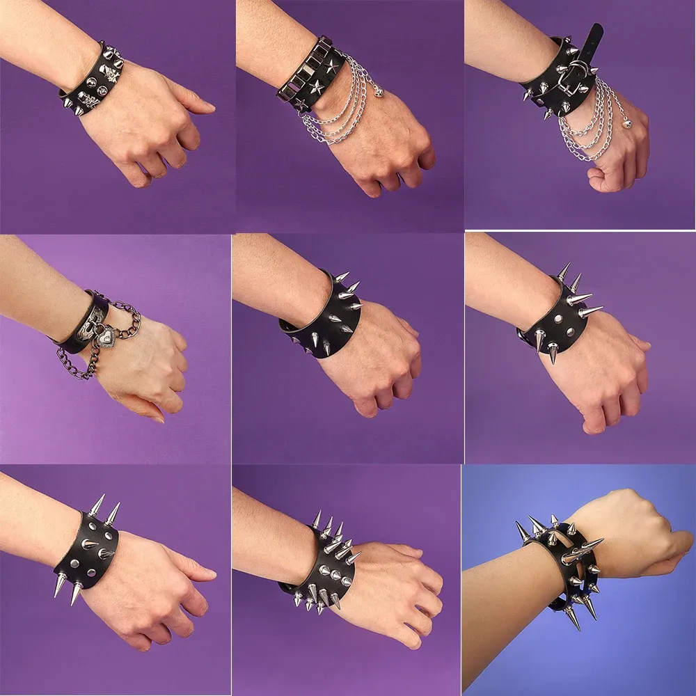 Heart Star Spike Leather Bracelet Unisex Punk Rock Bangle For Gothic Gothic Jewelry Cosplay And Emo Accessories From Ddmylovely 11.03 DHgate.Com