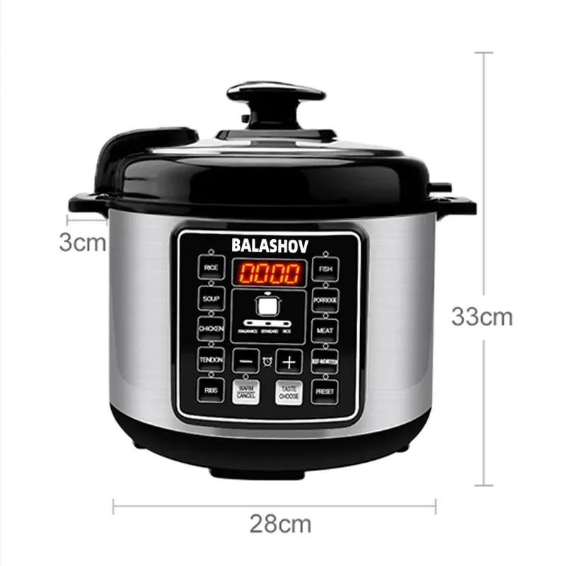 Electric Pressure Cooker 5L Multifunctional Rice Cooker Steamer Slow Cooker for Kitchen Home Appliances