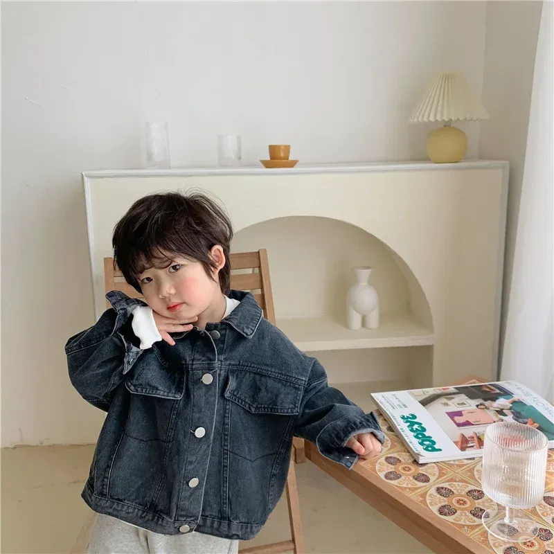 Kids All Match Denim Girls Jackets Spring Fall Collection Turn Down Collar Long Sleeves Loose Fit All Ages 2 6 From Ddmymaster 27.84 DHgate.Com