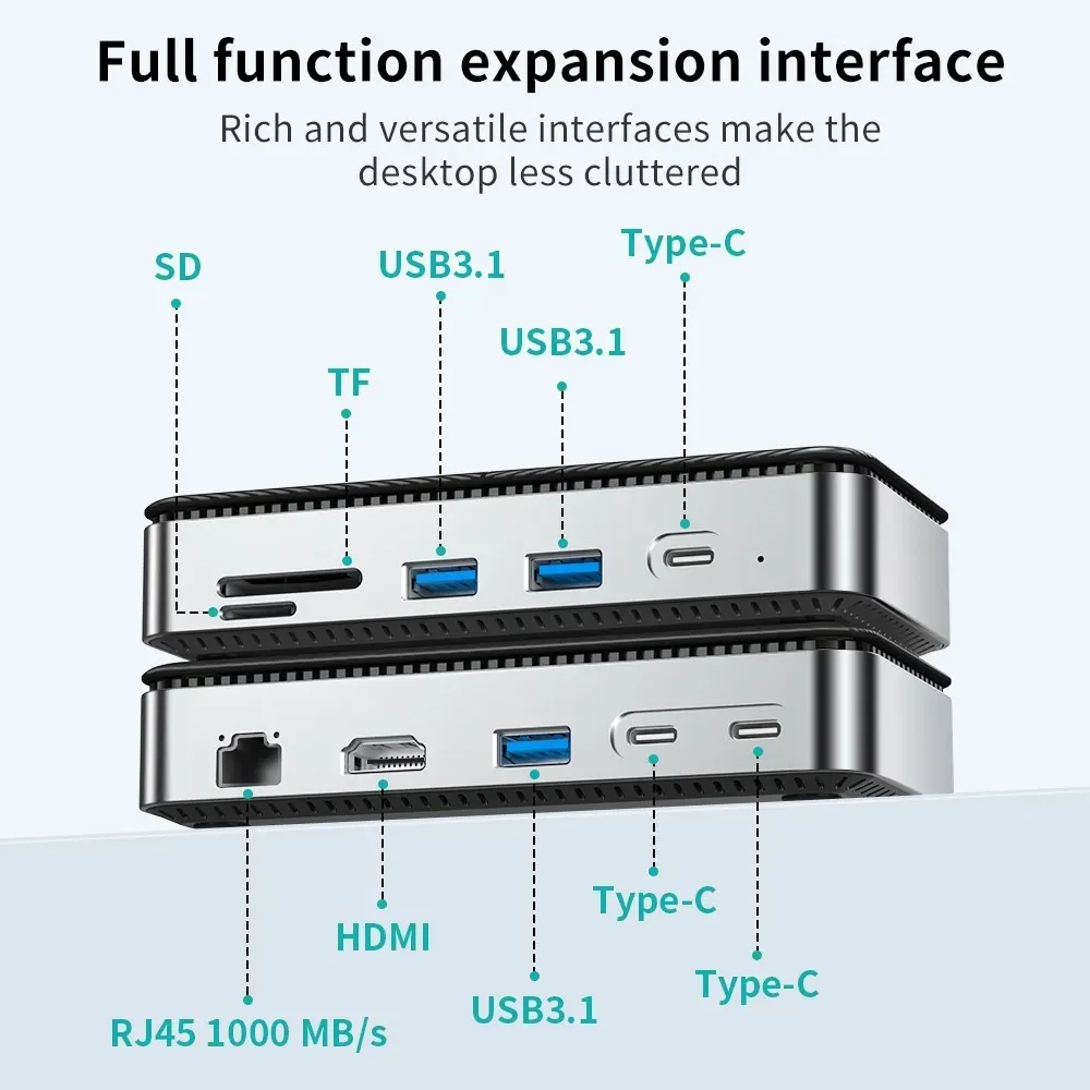 JESWO Hub PD USB C con HDI 4K, adattatore 8-in-1, da 100 W, porte dati JESWO Hub PD USB C con HDI 4K, adattatore 8-in-1, da 100 W, porte dati