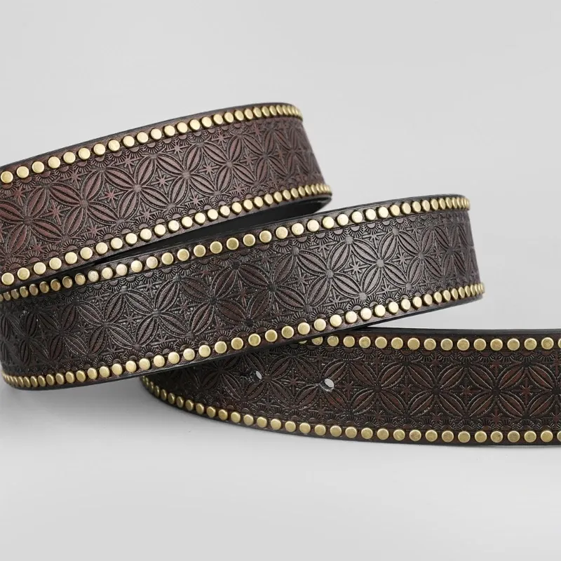 Western Belt for Men and Women with Carved Leather Strap and  display picture 3