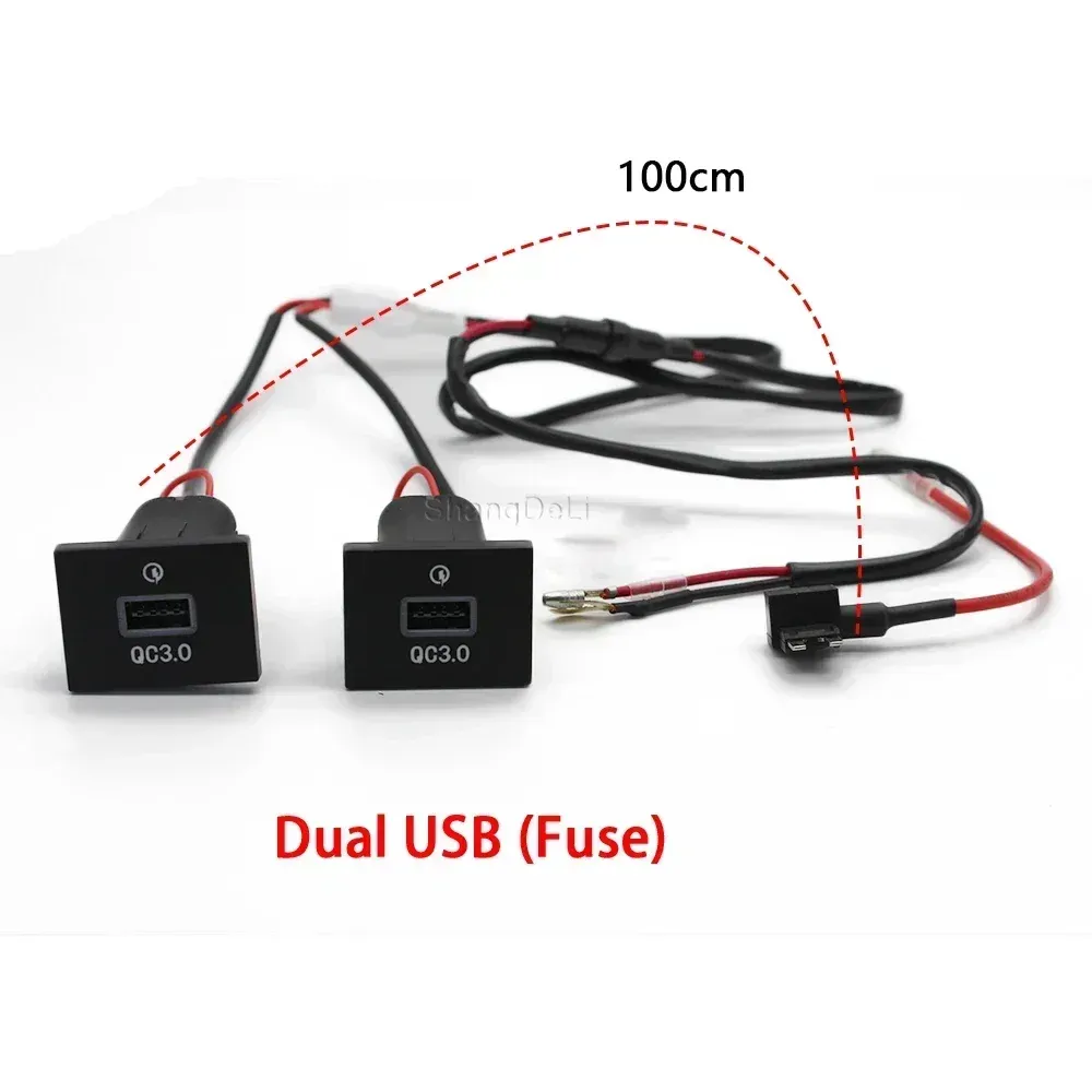 12V/24V Car Phone Charger Socket Double Type C PD USB