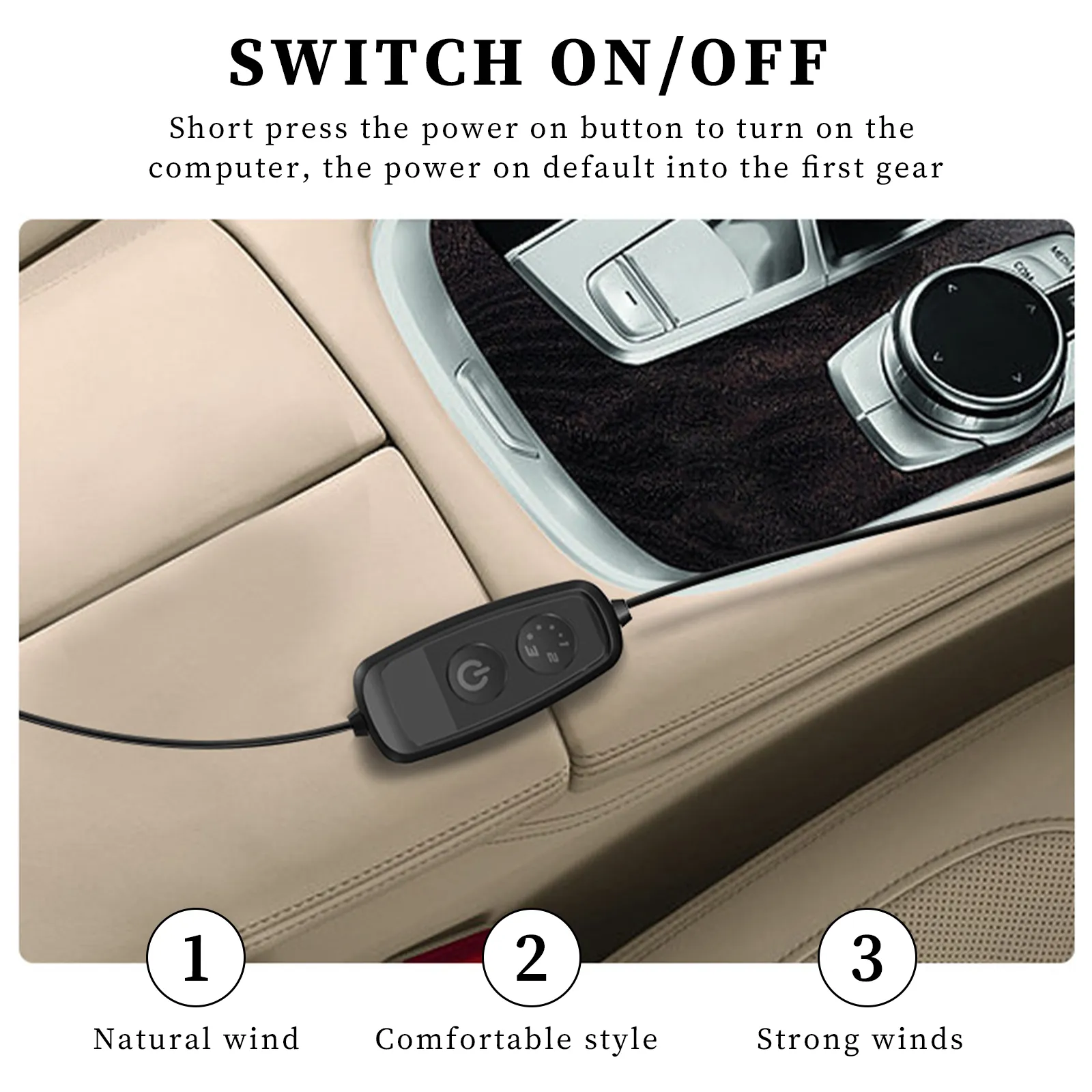 IMounTEK Car Back Seat Headrest Fan – 3 Speed USB Cooling Fan, 5 Inch