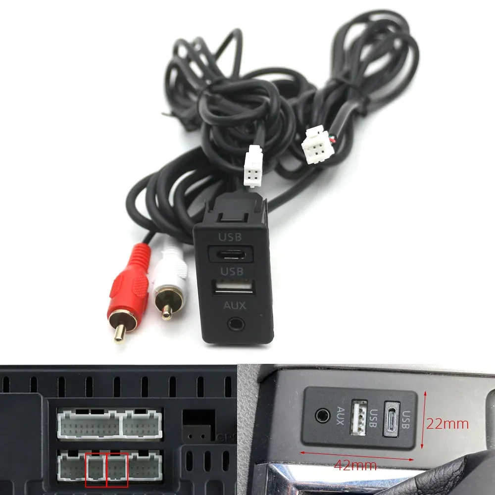 Car Dash Flush Mount With Dual Type C USB Ports 3.5mm AUX RCA Interface Obd Power Adapter Android Multimedia Head Unit 4 6Pin Panel From Ddmysmile 20.19 DHgate.Com