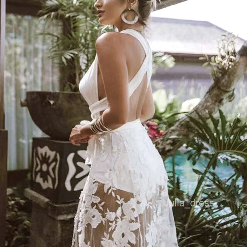 open back beach dress Handmade BOHO Beach Backless Maxi Dress TESSY, by ALLE BOHO
