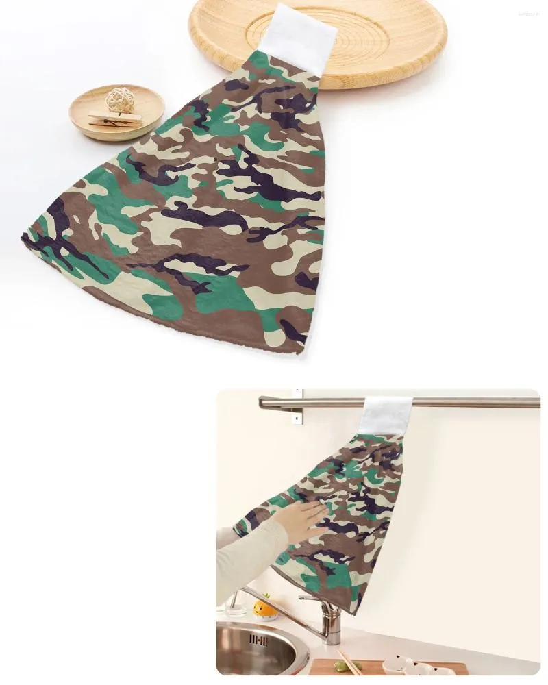 DHgate 2024 Camouflage Hand Towels Quick Dry Soft Absorbent Dishcloths with Hanging Loops for Kitchen and Bathroom Home Garden