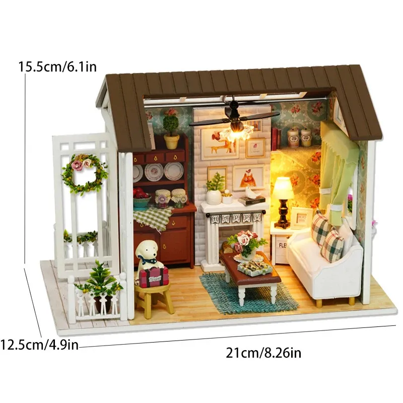 CUTEROOM Casa En Miniatura De Madera Con Muebles Y Luz LED – Kit DIY Para Construir Tu Propia Tienda Mágica, Regalo Original Para Mujeres Y Niñas