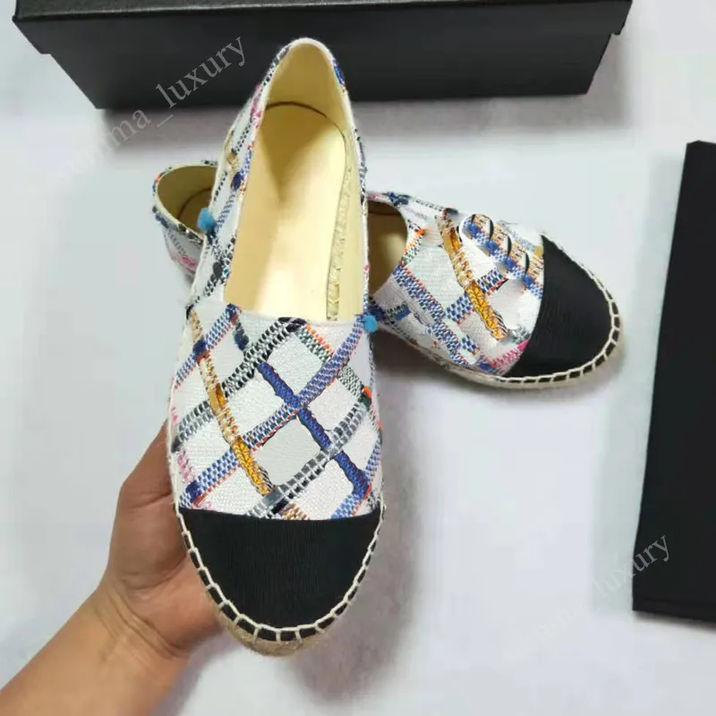 Women's Slip-On Canvas Flats With Peach Embroidery - Platform Espadrille Loafers For Casual Wear