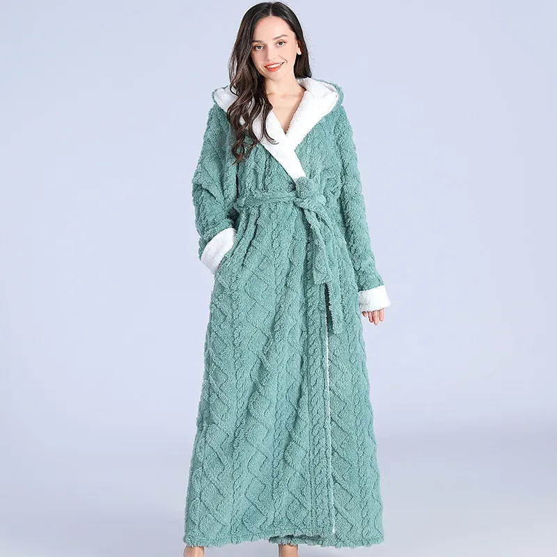 Extra Long Hooded Flannel Polyester Bathrobe Women Winter Thick Ankle-Length  Thermal Robe Kimono Dressing Gown from Dhgate Girls' Capes and Jackets -  price 93.53