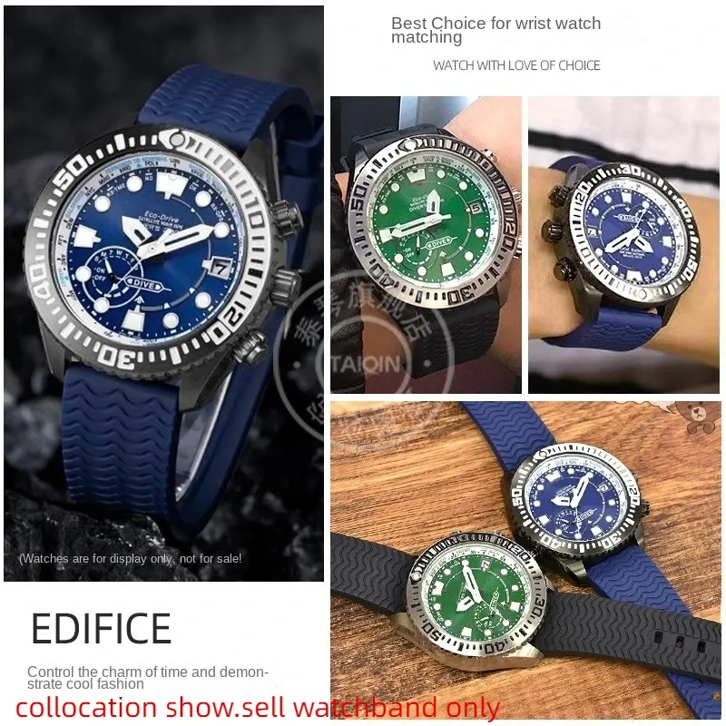22mm Soft Silicone Watch Band for Citizen Eco Drive longer watchband Shubo titanium CC5006 CC5005