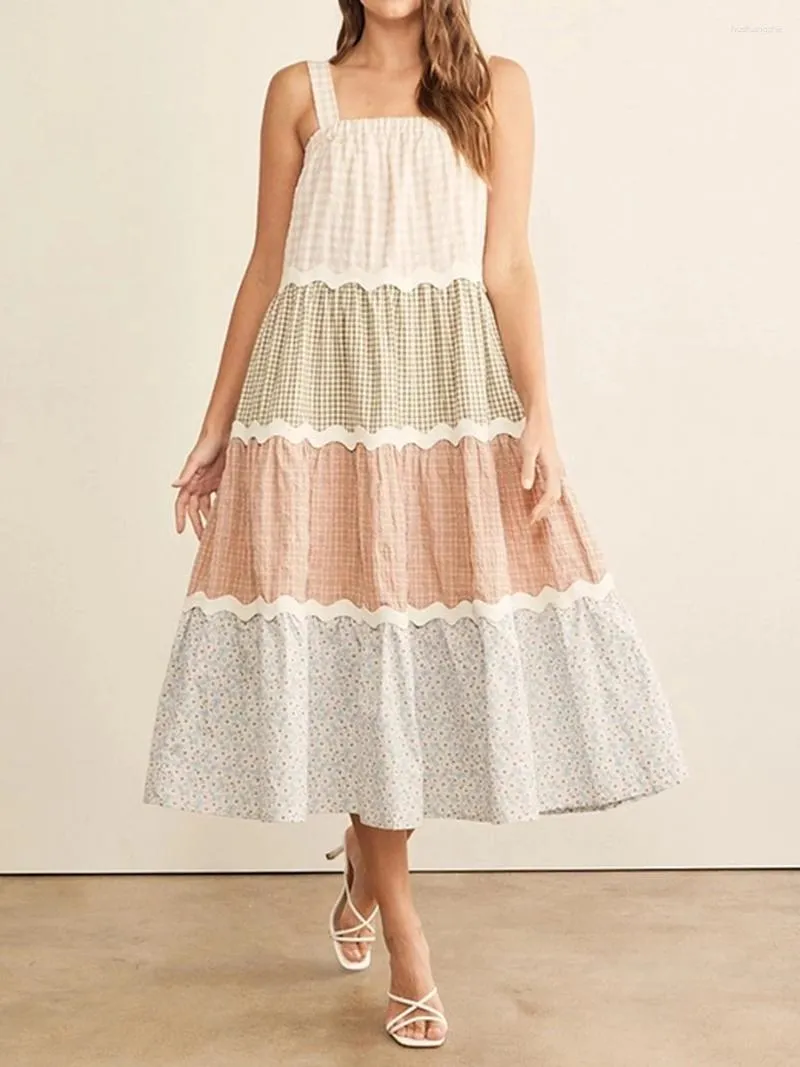 Summer Patchwork A-Line Night Dress with Pockets - Lightweight and Cute Sleepwear for Women