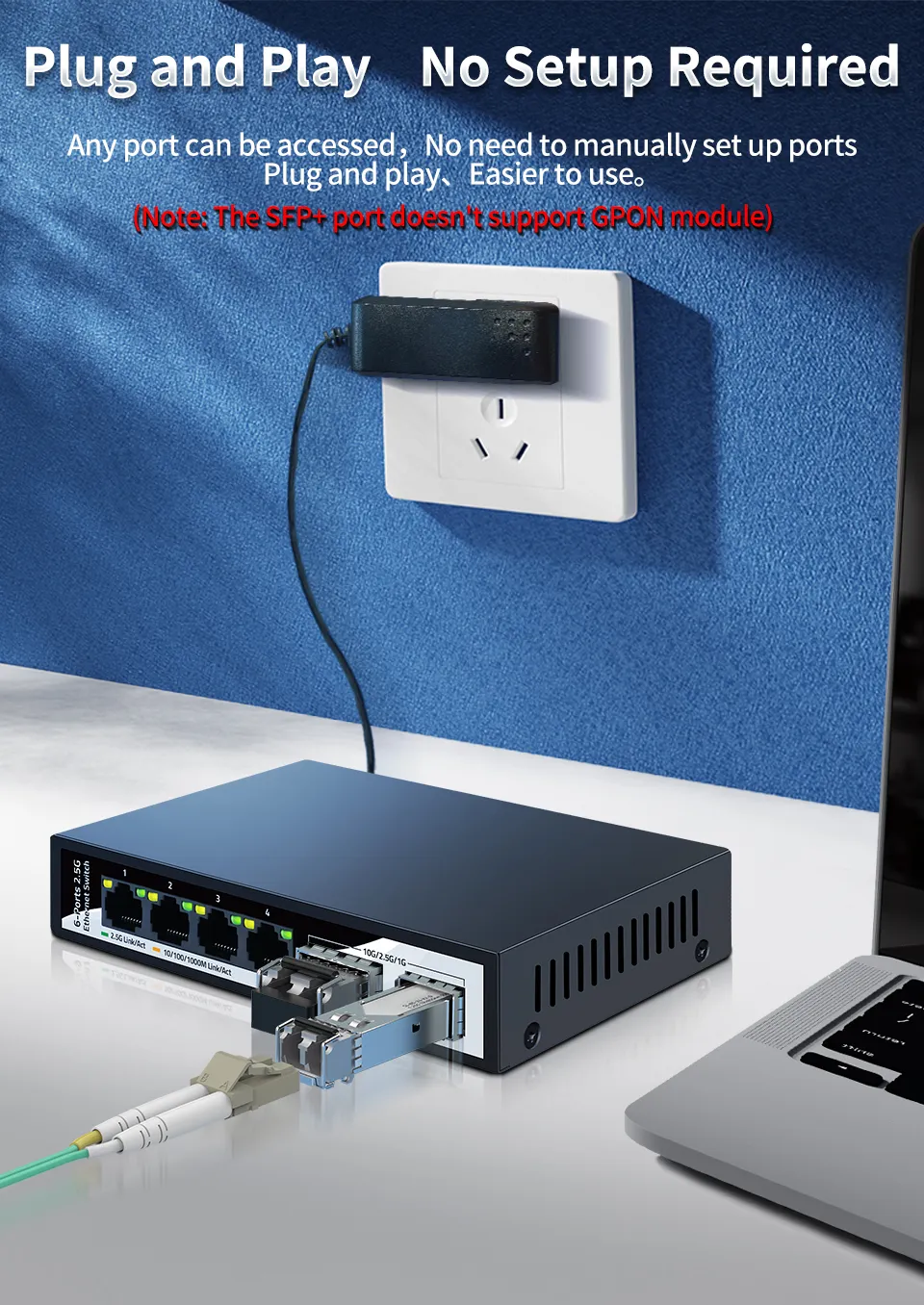 Horaco 2.5GBEスイッチ4ポートRJ45 2500Mbpsイーサネットネットワーク