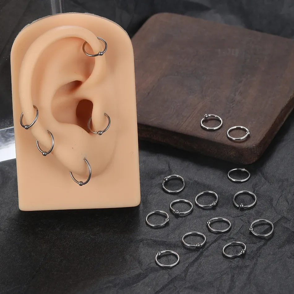 G23 Titanium Captive Bead Ring 20G Fixed Ball Nose Hoop Piercing Helix Cartilage Earring Tragus Rook Conch Earlobe Jewelry From 7 53 DHgate