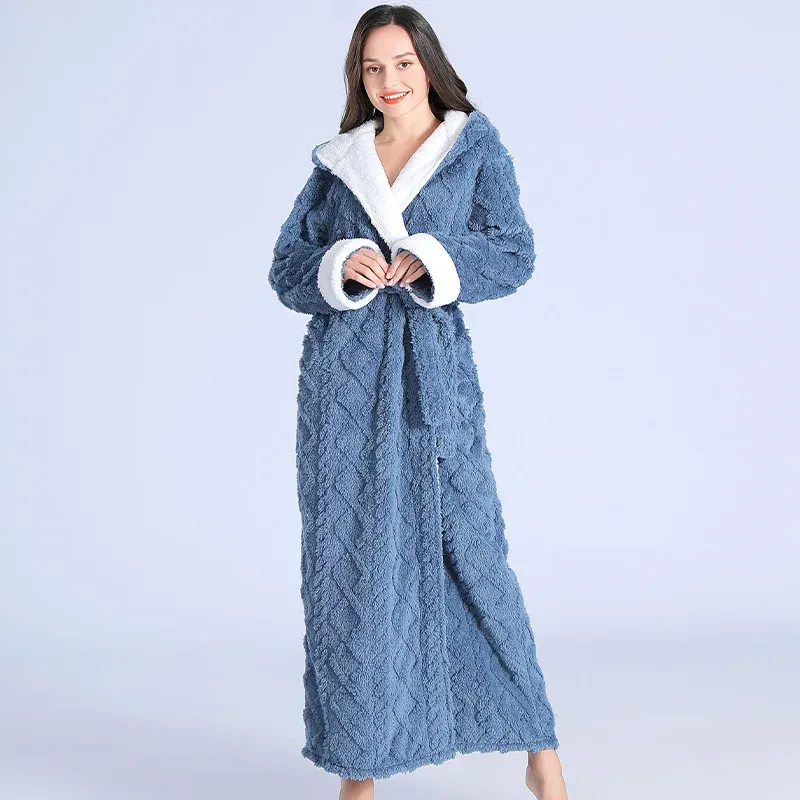 Extra Long Hooded Flannel Polyester Bathrobe Women Winter Thick Ankle-Length  Thermal Robe Kimono Dressing Gown from Dhgate Girls Capes and Jackets -  price 93.53