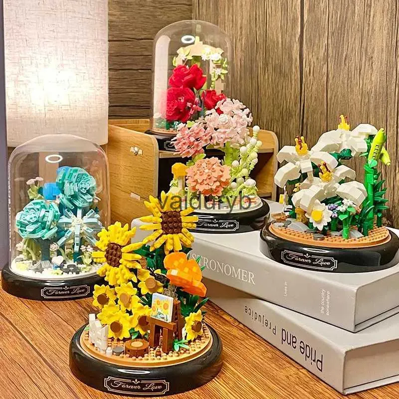Blocks Flower Bouquet Eternal Building Rose Sunflower Music Box Bonsai  Micro Bricks Creative DIY Decor Toys for Girls Kids Gift from Dhgate Blocks  - price 12.4
