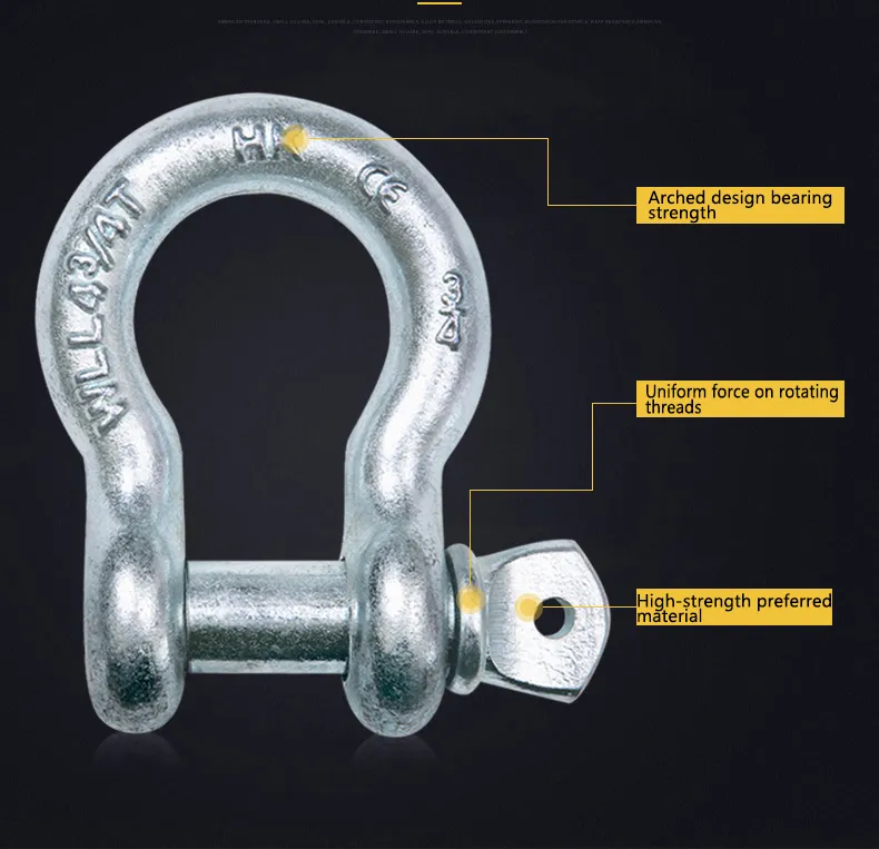 High-Intensity Stainless Steel U-Bolts Bow Shackle 12T to 55T Load ...
