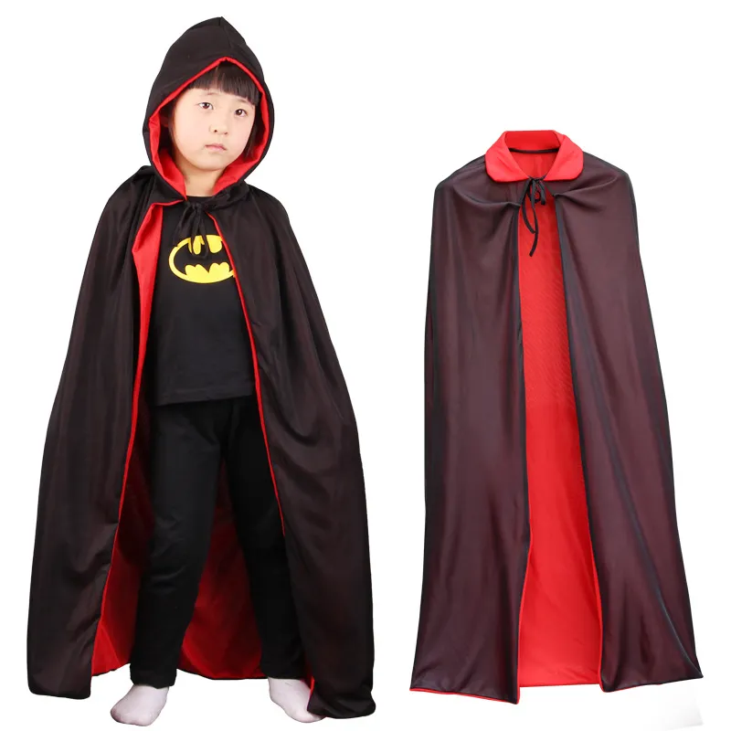 3X Cape vampire rouge, avec capuche, réversible - Cape avec capuche adaptée pour enfants et adultes pour Halloween, Carnaval & Mardi Gras