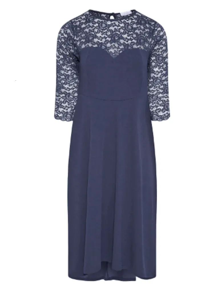 chinese dress ladies Navy Knitted Lace Midi Dress - All Dresses main image 1