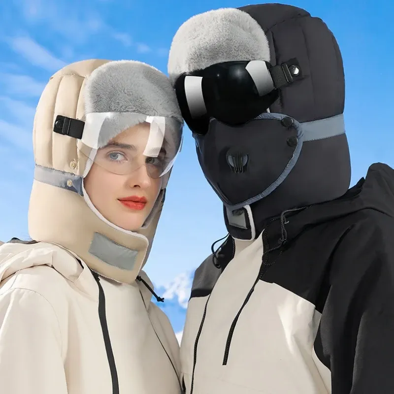 Winter Sports Thermal Balaclava Windproof Ski Mask with Glasses for Cycling Skiing and Motorcycling