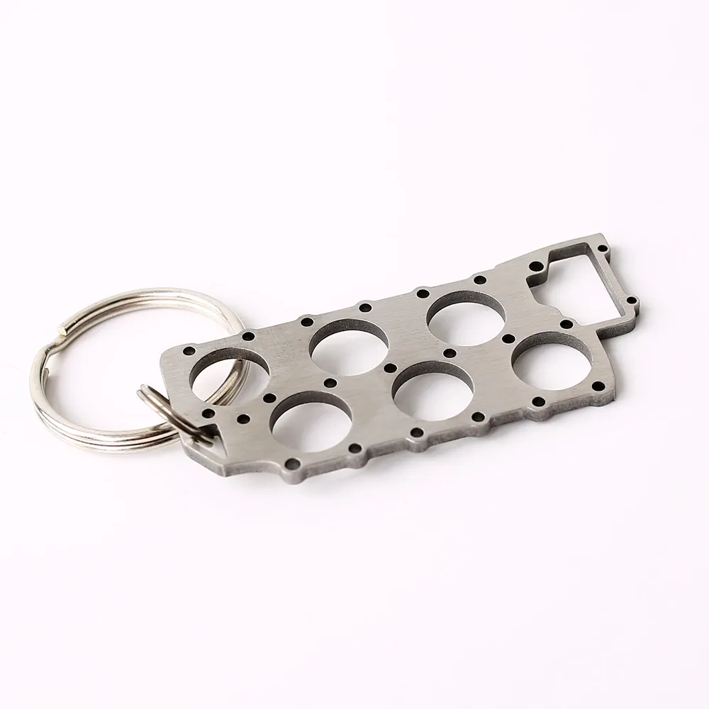Car Engine Key Ring 6 Cylinder Head Gasket Engine Metal Keychain Zinc Alloy Key Ring 3.5in ...