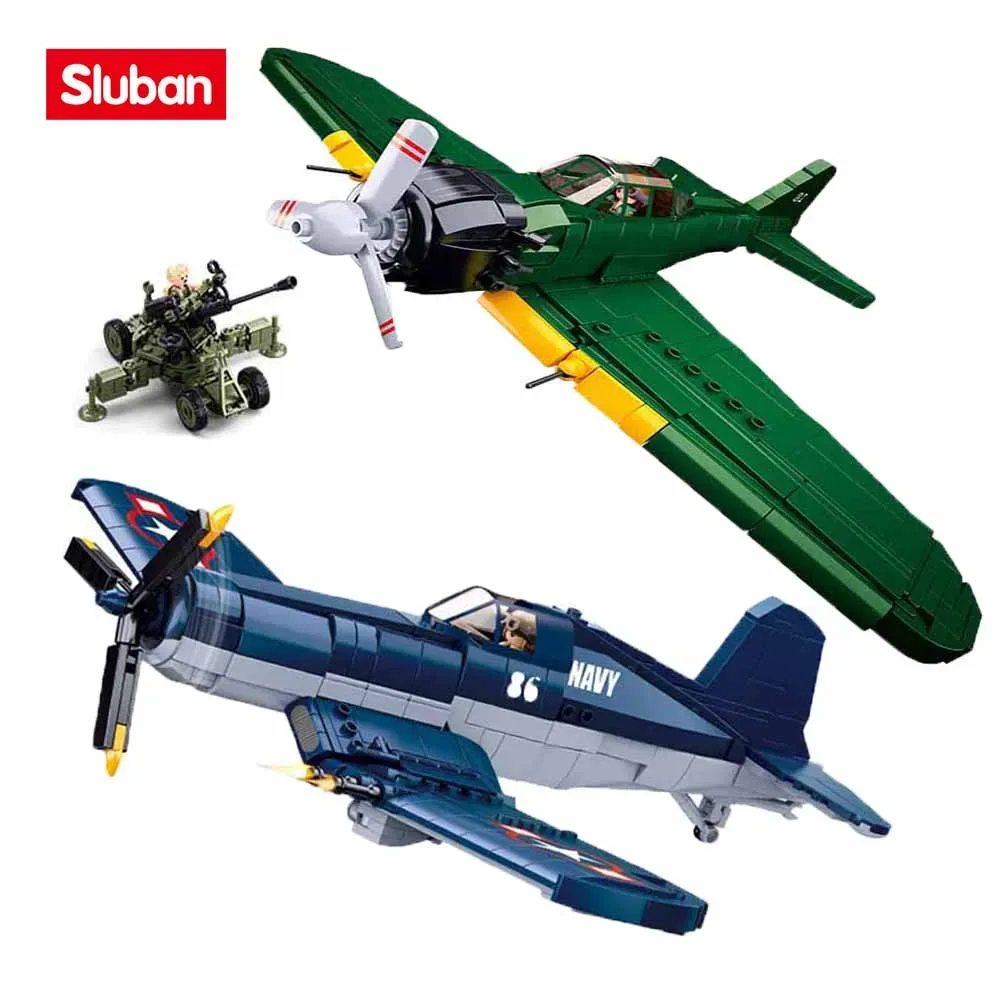Lego Ww2 Sluban M38-B1109 Avión Fighter F4U WWII, Compatible