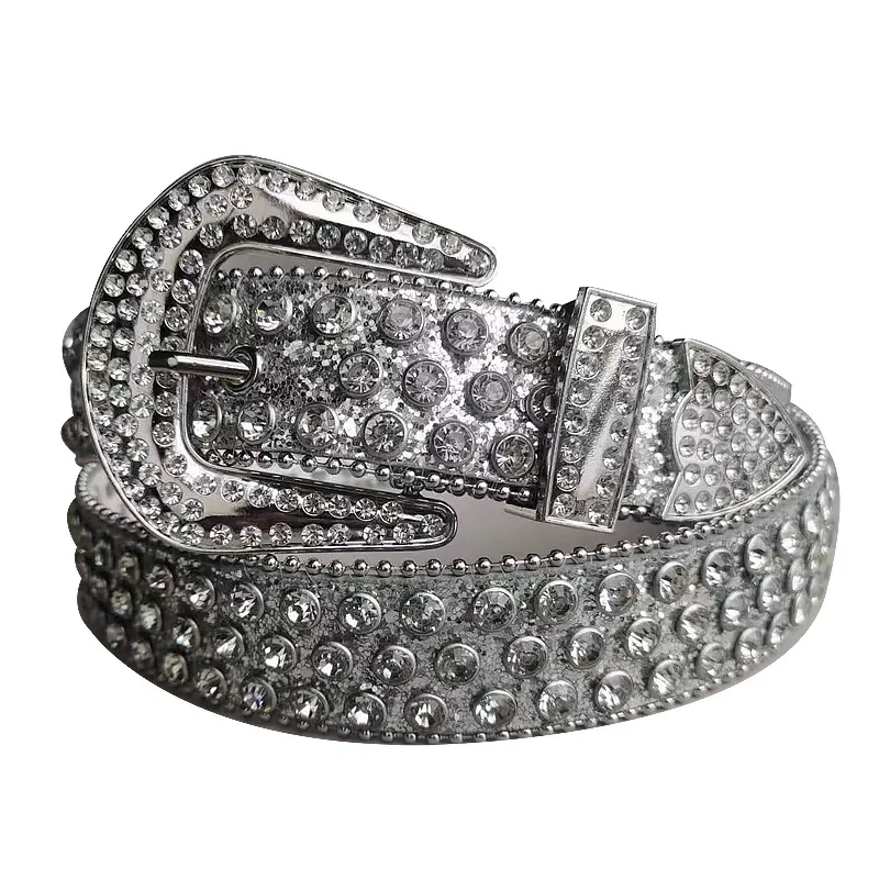Rhinestone PU Leather Belt For Women, 3.8 In Wide... From  display picture 1